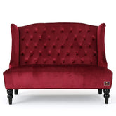 Wooden Recessed Arm Loveseat Bench (2 Seater, Maroon) - Wooden Twist UAE